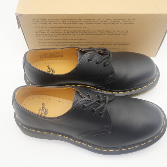 NEW Dr. Martens 1461 Shoes  Men's 7 Women's 8 Smooth Leather Oxford Black - Picture 5 of 8